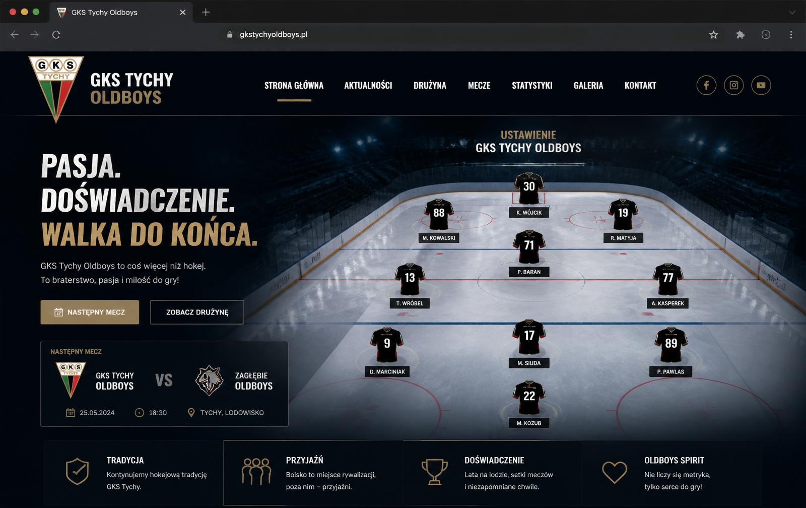 Mockup projektu GKS Tychy Oldboys